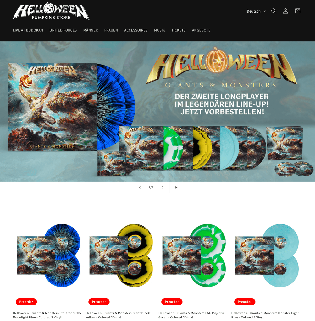 Screenshot des White-Label-Shops von Helloween